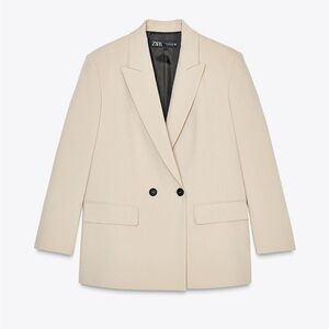 Zara Oversized Double Breasted Jacket - M- Sand